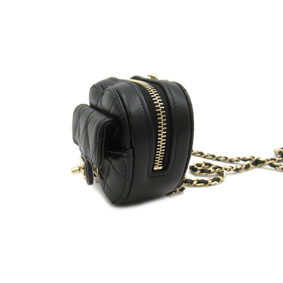 CHANEL mini heart chain Shoulder Bag lambskin sheep leather black - Picture 3 of 10